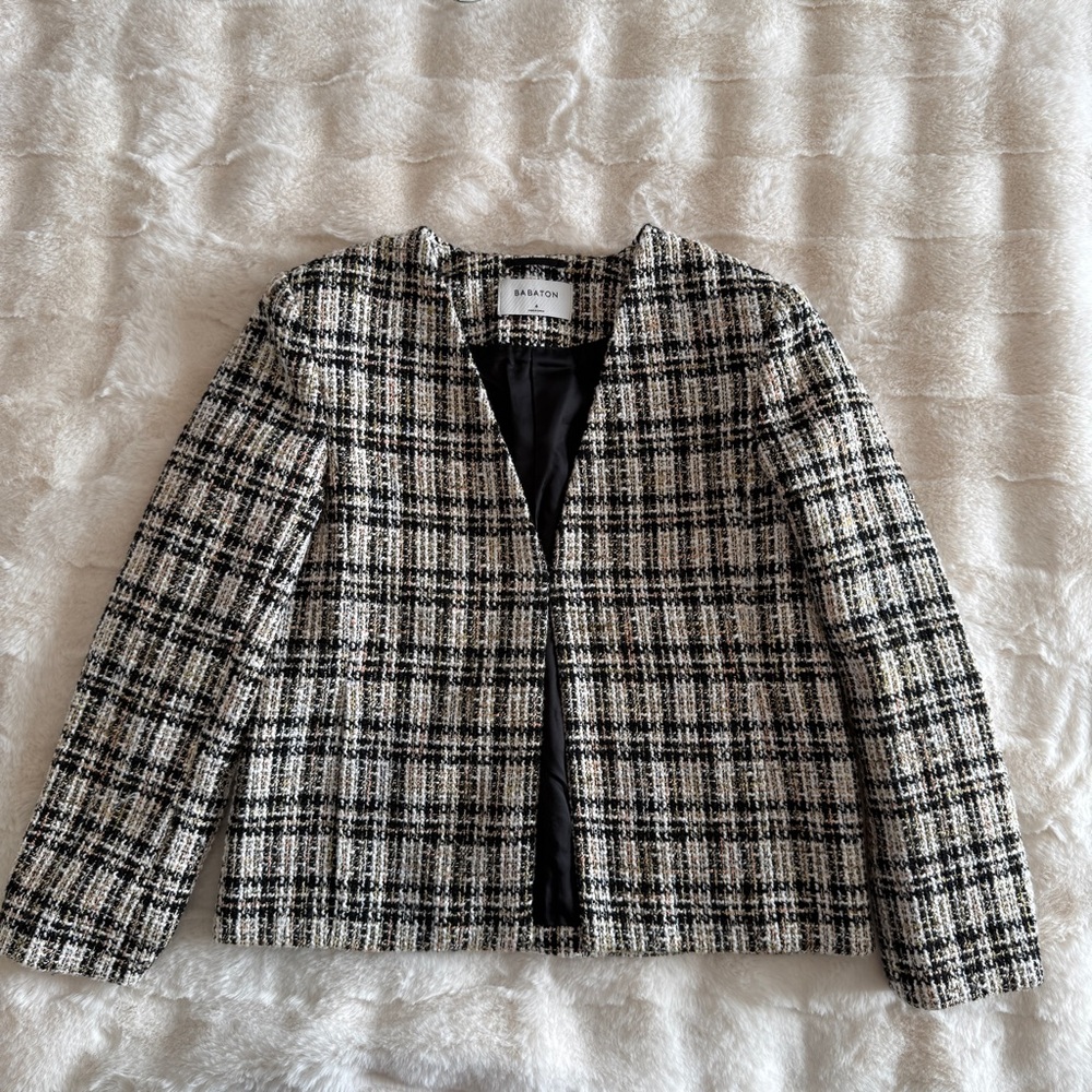 NWOT Babaton Women's Tweed Checkered Blazer - Picture 15 of 16